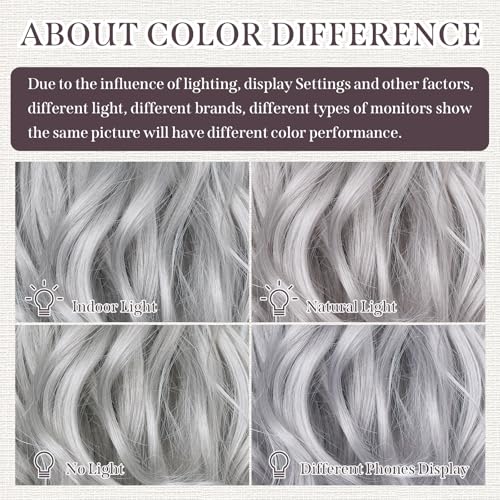 Grey 26 Inch Long Wavy Synthetic Lace Front Wig for Women - Natural Look, Pre-Plucked, Glueless, HD T-Part