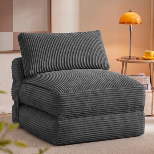 VASAGLE Lead Gray Folding Sofa Bed with Pillow - Convertible Sleeper Chair