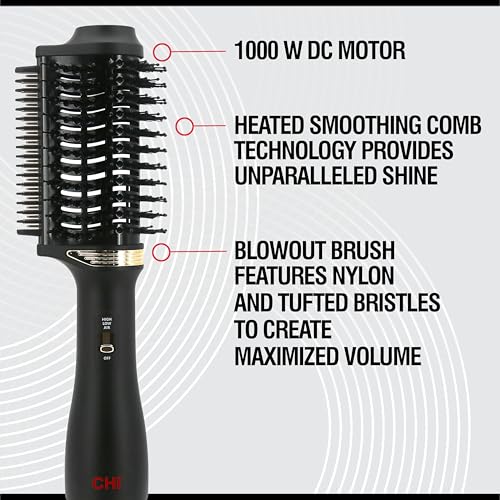 CHI Volume Styler Blowout Brush & Heated Comb - Black