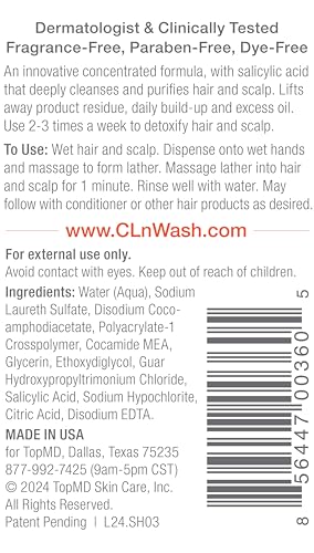 CLn Salicylic Acid Clarifying Anti Dandruff Shampoo 3 oz - Hypoallergenic Hair Care
