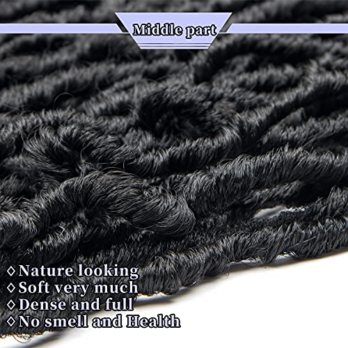 Alaleibaby 44 Inch Faux Locs Crochet Hair - 6 Pack, Soft Goddess Braids 1B