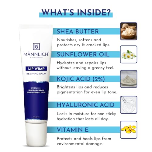 Mannlich Lip Balm For Men Lip Care With Spf 50 Pa++++ Protection - Lip Lightening For Dry & Chapped Lips - Moisturizes, Long-Lasting Hydration With 2% Kojic Acid,10 g (Pack of 1) Off White