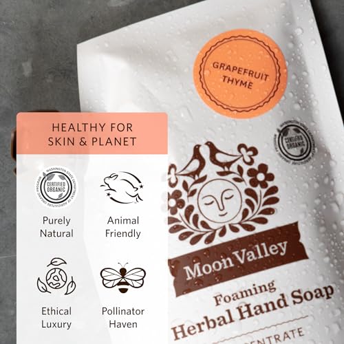 Moon Valley Foaming Hand Soap Refill Pack - Mint Lavender Lemon Rosemary Grapefruit Thyme - 3 x 10.7 Fl Oz
