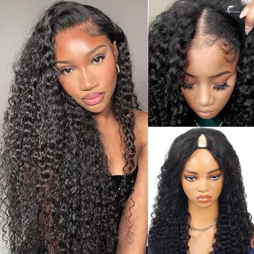 ROYAL IMPRESSION V Part Wig Human Hair Deep Wave 18 Inch Upgrade