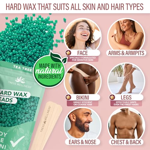 Tress Wellness Waxing Kit for Sensitive Skin - Midnight Rose, at-Home Face & Body Hair Removal