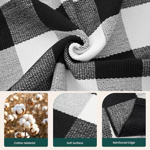 Buffalo Plaid Area Rug 8x10 ft - Black and White Living Room Carpet - KOZYFLY