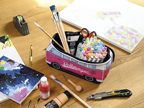 Small VW T1 Bus Camper Toiletry Bag Cosmetic Case - Pink, Water-Resistant, Travel-Friendly