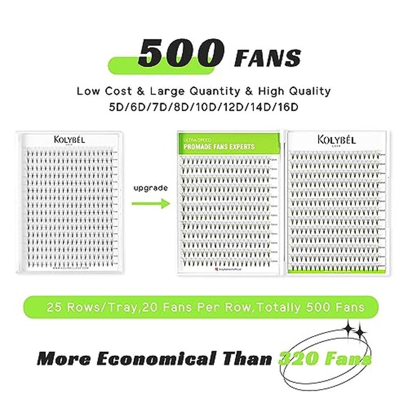 500 Fans Premade Lash Extensions 10D 0.05 C 8-15mm& 16D 0.03 C 8-15mm