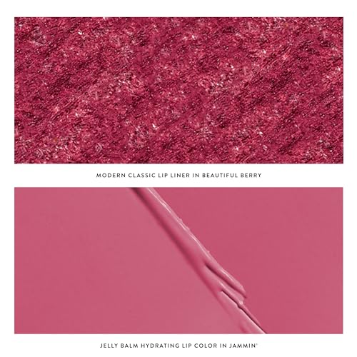 LAURA GELLER NEW YORK Love Your Lips Duo: Jelly Balm Moisturizing Tinted Lip Balm, Jammin' + Modern Classic Long-Lasting Lip Liner, Beautiful Berry