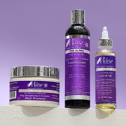 The Mane Choice The Alpha Hair Mask, Green Tea & Carrot Mask Treatment, 12 oz, Deep Moisturizing & Restorative, Anti Frizz, Helps Restore Dry, Damaged Hair, Paraben & Sulfate Free