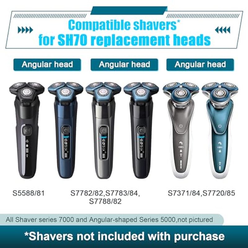 9 Pack SH70/71 Replacement Head Compatible with Philips Norelco Series 7000£¬ Upgraded SH70/71 Compatibility Double blades for norelco 7000 replacement heads