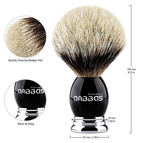 Shaving Brush and Stand Set - Silvertip Badger Hair for Wet Shaving - Variation of Brush + Stand