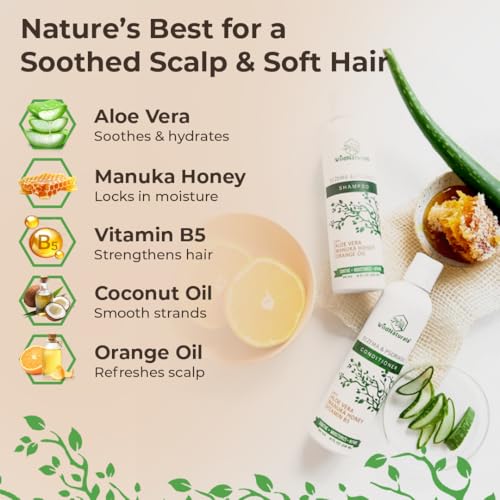 Wild Naturals Anti-Dandruff & Seborrheic Dermatitis Shampoo & Conditioner Set - 16 Fl Oz Pack of 2 for Dry Itchy Scalp