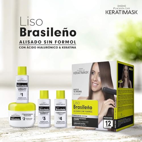 PLACENTA LIFE KERATIMASK Brazilian Straightening Kit with Keratin and Hyaluronic Acid - Keratin Treatment- Get a perfect smooth, shiny and silky- Formaldehyde FREE