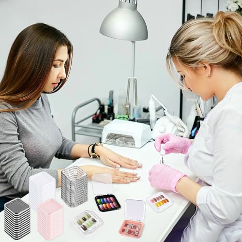 48 Sets Press On Nail Storage Box, Artificial Nail Display Case Acrylic Nail Boxes Press On Nail Packaging Box, Adhesive Double Sided Tape Nail Box for Nail Salon£¨4 Colors£©
