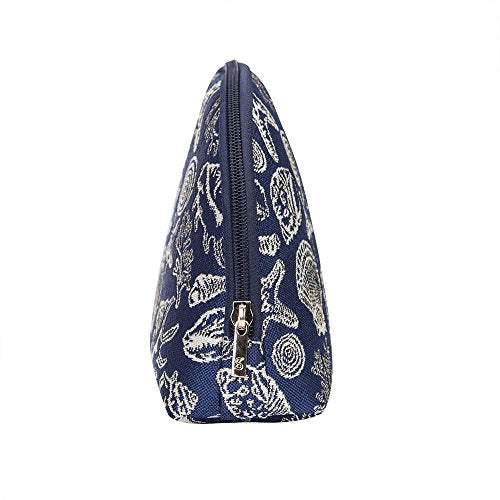 Travel Makeup Bag with Sea Shell Tapestry - Compact Toiletry Organizer for Women - One Size