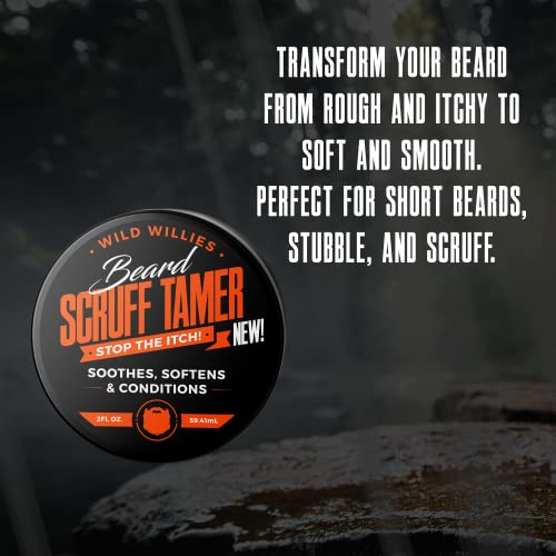 Wild Willies Beard Cream - Scruff Tamer for Short Beards & Stubble, Soothes & Nourishes with Green Tea Extract & Aloe Vera Gel (Pack of 2)