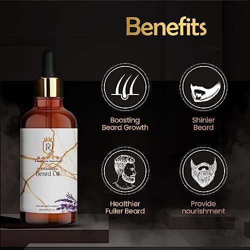 Beard Oil for Men-100ml | Natural Beard Growth Oil for Men with Argan & Rosemary for muuchstac Fast Growth Conditioner and Softener - Strengthens Beards and Mustaches for Men