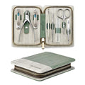 Manicure Set 8 in 1,Professional Pedicure kit,Stainless Steel Manicure Kit,Portable Travel Grooming Kit Nail Care Tools,Nail Clippers Pedicure Tools with Leather Travel Case (Green)