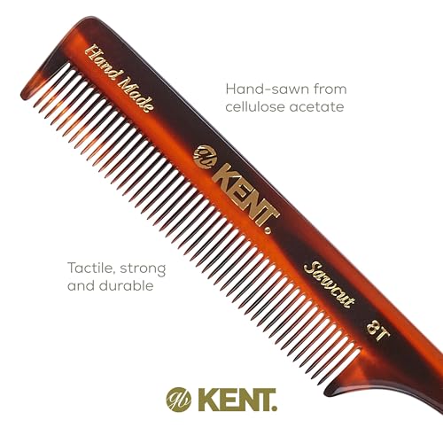 Kent 8-Inch Rat Tail Comb Pack of 3 for Hair Styling & Sectioning - Handmade Fine Tooth Teasing Comb