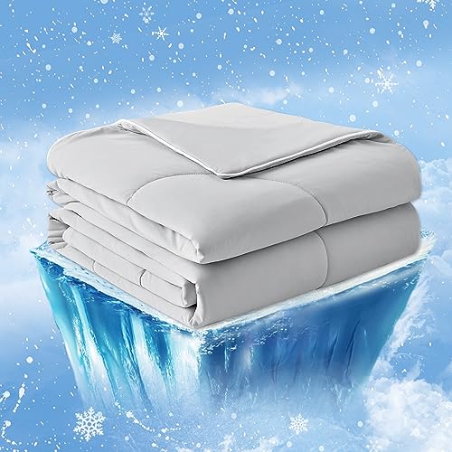 Cooling Comforter for Hot Sleepers Twin Size - Gray, Breathable & Soft