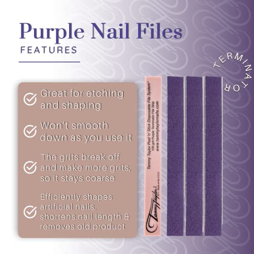 Tammy Taylor Peel N Stick Purple Terminator Nail File 100g Grit Professional Tool