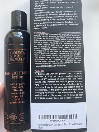 Tan Extender Lotion with Organic Oils & Hyaluronic Acid - Spray Tan Enhancer 8oz