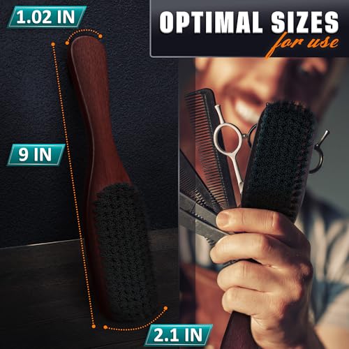Mens Beard Brush with Handle ? Soft Boar Bristle Beard Brush for Men, 9" Wooden Design for Beards, Mustaches & Slick Back Hair ? Comfortable Grip, Styling Control, for Daily Grooming & Barbershop Use