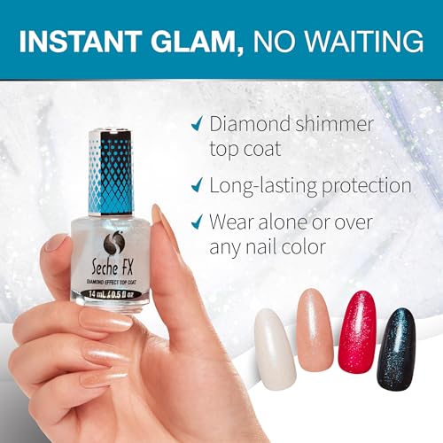 Seche Fx Diamond Effect Top Coat - Blue, Transforming Topper, Long-Lasting Polish Protection 0.5 Fl. Oz