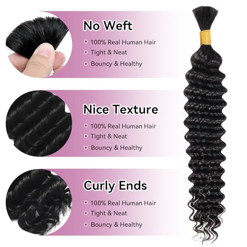 Deep Water Wave Human Hair Bundles 24 Inch Boho Braiding Hair No Weft 50g