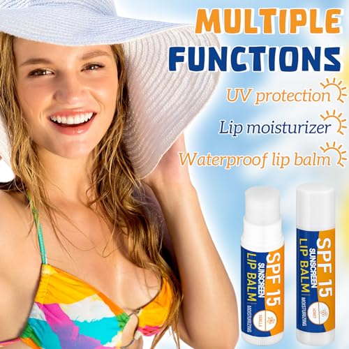 Dimsile SPF 15 Lip Balm Sticks Bulk Pack of 50, Sunscreen Lip Care with Flavors