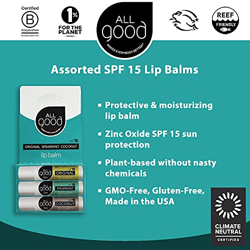 Organic SPF15 Lip Balm Set - Hydrating Lip Moisturizer with Zinc & Natural Oils - Multi (6-Pack)