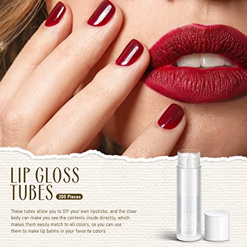 DIY Lip Balm Tubes with Caps - 200 Clear & White Empty Lipstick Containers