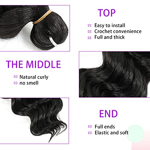 Ocean Wave Crochet Hair 14 Inch 8 Packs Natural Black Deep Wave Synthetic Braiding Extensions