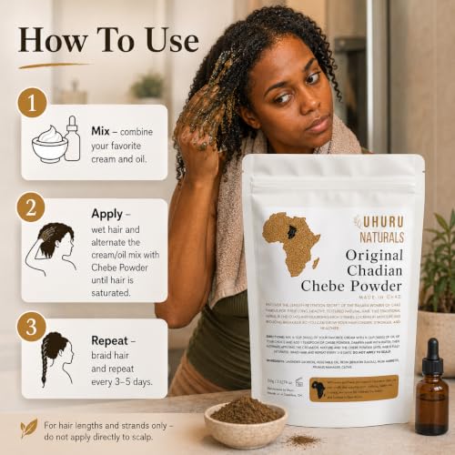 Earthy Botanical Chadian Chebe Hair Powder - Nourishing Natural Hair Growth - 3.53 oz