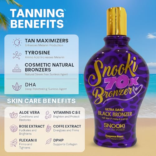 Supre Snooki Ultra Dark 70X Black Bronzer Tanning Lotion 12 ounces, Black Walnut, Henna and DHA with Aloe Vera. Paraben and Gluten Free