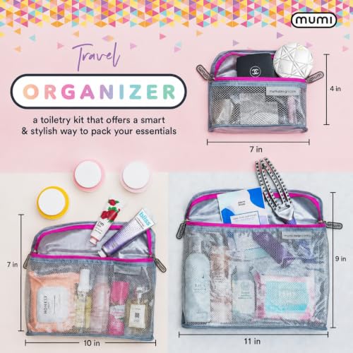 Travel Toiletry Bag Set of 3 - Clear TSA Approved Aqua Variation