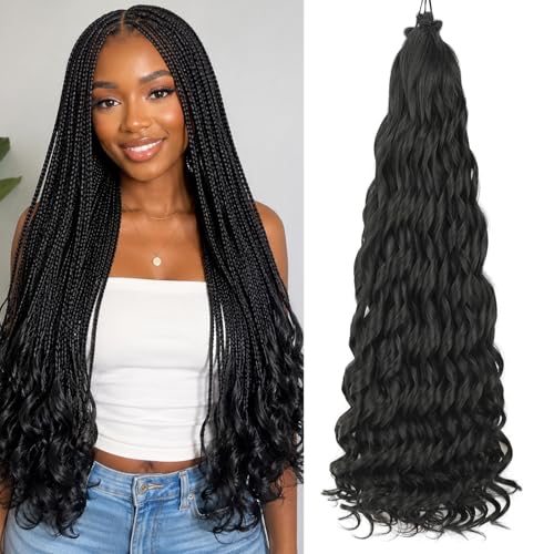 French Curl Braiding Hair 6 Packs 720g - Natural Black, 30 Inch