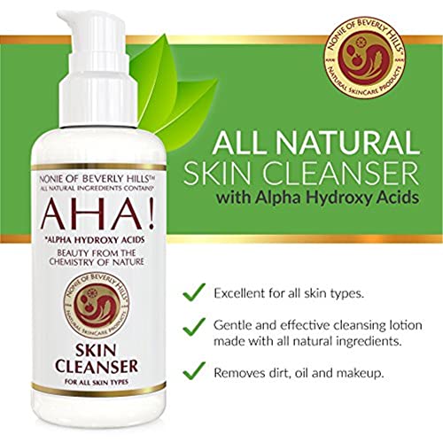 Nonie AHA All-Natural Skin Cleanser ? 100% Vegan & Natural ? Oil-Based Makeup Remover with Exfoliating Alpha Hydroxy Acids ? Pore Management & Anti-Aging Formula ? 7.0 Oz
