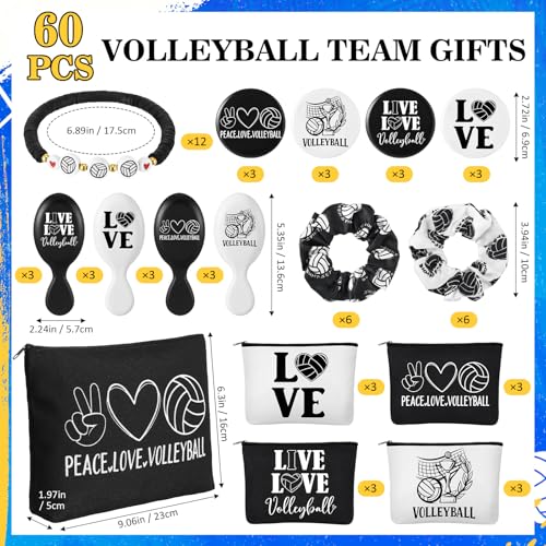 Volleyball Team Gift Set with Cosmetic Bags Mirrors Hair Scrunchies Bracelets - 60 Pieces - Variation of Volleyball