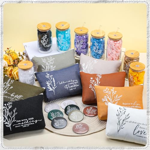 Fumete Bible Gift Set for Women - 8-Piece Christian Women’s Gift Set with Makeup Bags, Glass Cups & Compact Mirrors (Bible-c / 8)