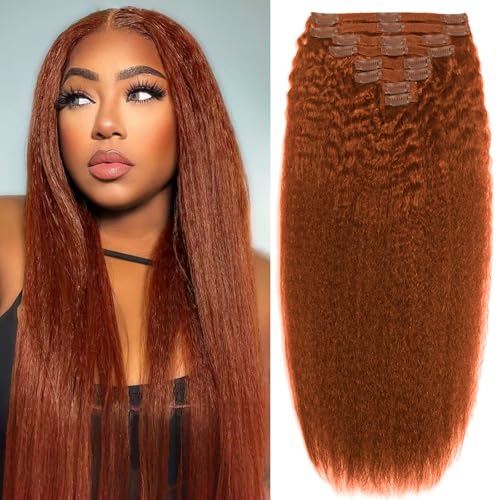 Ginger Kinky Straight Clip-In Hair Extensions 16 Inch 110g - Real Human Hair