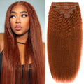 Ginger Kinky Straight Clip-In Hair Extensions 16 Inch 110g - Real Human Hair