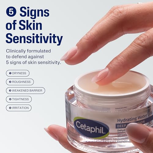 Cetaphil Deep Hydration Skin Restoring Water Gel with Hyaluronic and Polyglutamic Acid, Face Moisturizer, 72 Hour Hydration, For Dry, Dehydrated Sensitive Skin, Fragrance Free, 1.7 oz (Pack of 2)