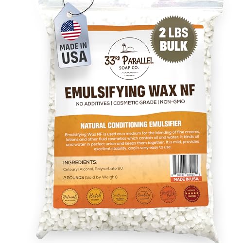 Non-GMO Emulsifying Wax NF Pastilles 32 Ounce - Natural Plant-Based Cosmetic Grade