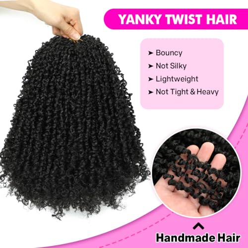 Youngther Yanky Twist Crochet Hair 12 Inch 6 Pack Black (1B) - Natural Style