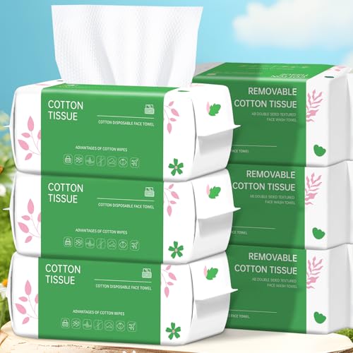 Disposable Face Towels 600 Count Biodegradable Cotton Facial Wipes for Washing & Drying - Pack of 1