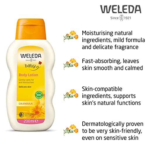 Weleda Baby Calendula Comforting Body Lotion 6.6 Fl Oz Pack of 2 - Sensitive Skin Moisturizer for Babies