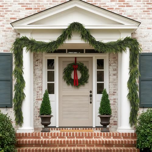 12ft Artificial Norfolk Pine Garland - Real Touch Christmas Greenery for Indoor Outdoor Decor Variation of 1