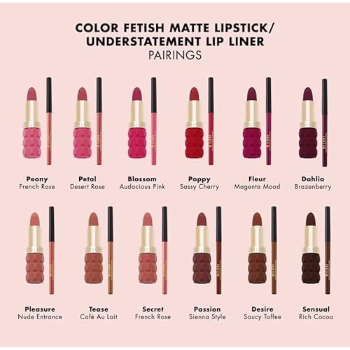 Milani Color Fetish Lipstick and Understatement Lipliner Bundle - Peony & French Rose